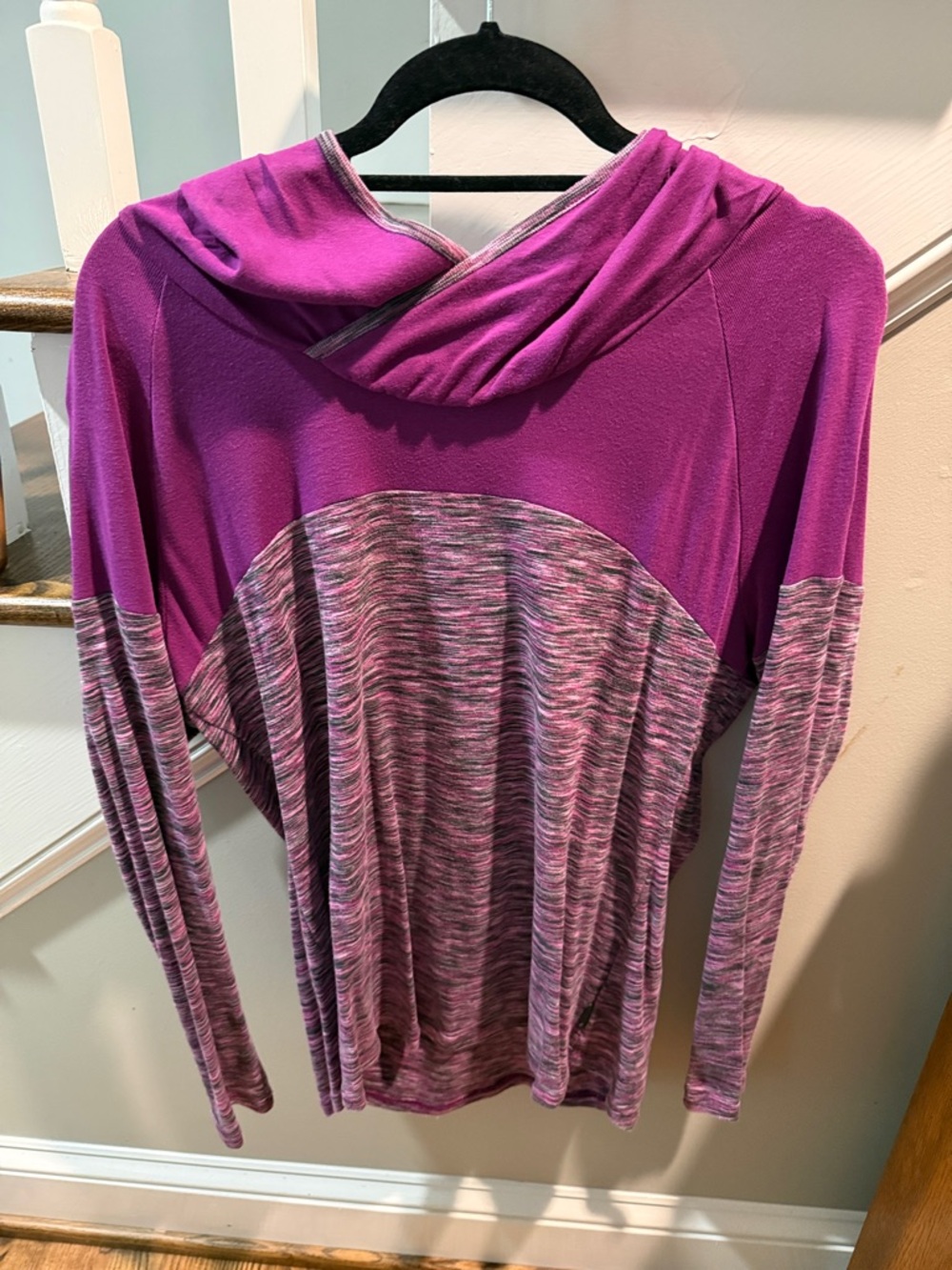 Columbia Purple Heathered Hooded Long Sleeve Top